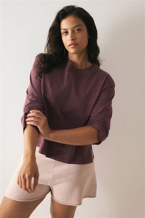 - Washed-look cotton top - Burgundy - Ladies | H&M IN