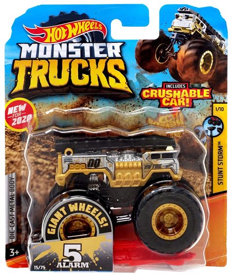 Hot Wheels 2020 Monster Trucks 5 Alarm 1:64 Black/Gold : Amazon.in ...