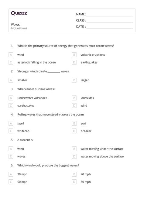 50+ Waves worksheets for Kindergarten on Quizizz | Free & Printable