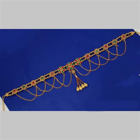 NAFJ Gold Plated Austrian Stone And Pearl Kamarbandh – JewelEMarket