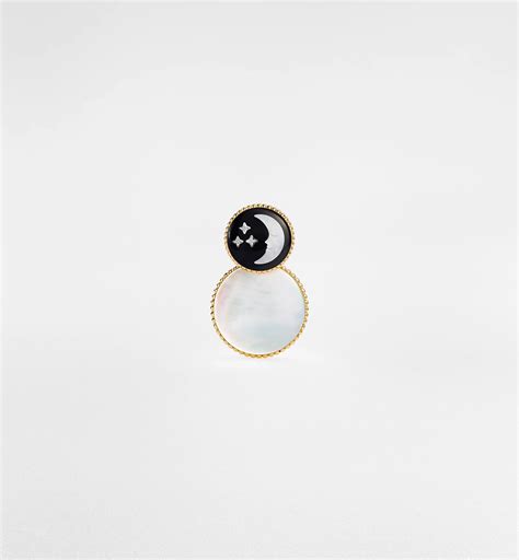 Rose Céleste Single Earring Yellow Gold, Platinum, Diamond, Mother-of-Pearl and Onyx | DIOR