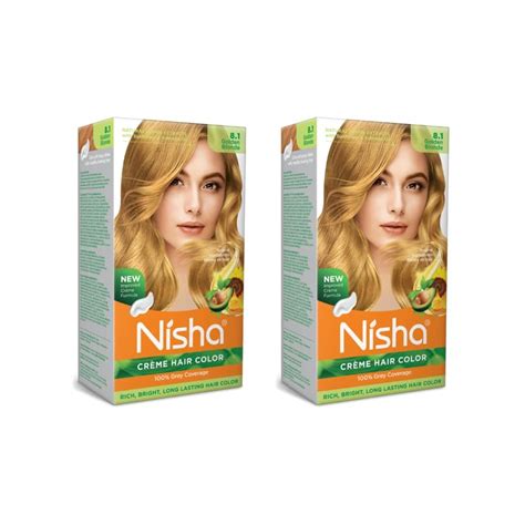 Nisha Creme Hair Color, Permanent Hair Colour Golden Blonde, Silky ...