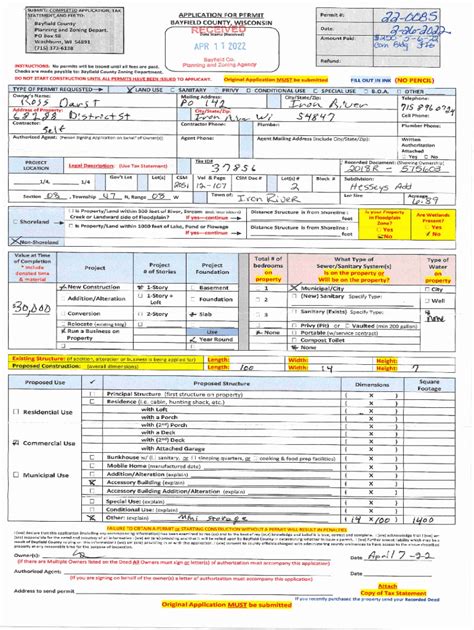 Fillable Online PERMIT - Bayfield County Fax Email Print - pdfFiller