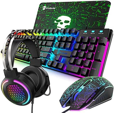 Wired Gaming Keyboard and Mouse Combo with Gaming Mouse Pad and Headset ...