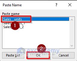Image result for Paste Name Dialog Box Excel