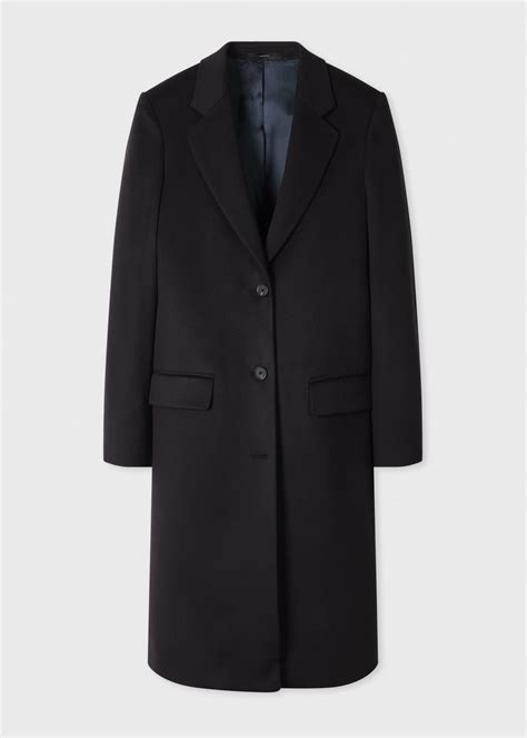 Women's Navy Blue Cashmere-Blend Epsom Coat