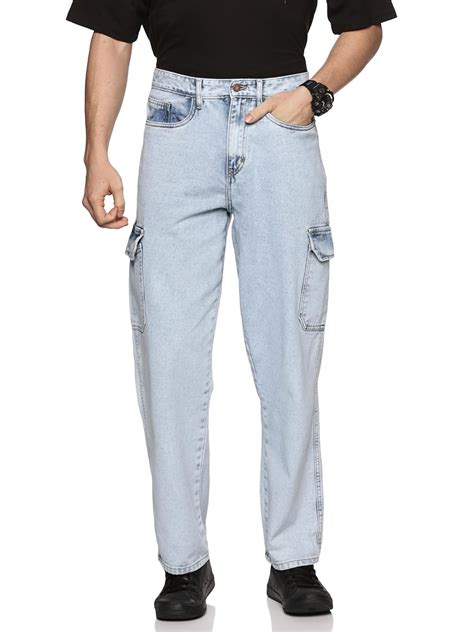THIRD QUADRANT Men's Jeans (Loose FIT Cargo_Light Blue : Amazon.in ...