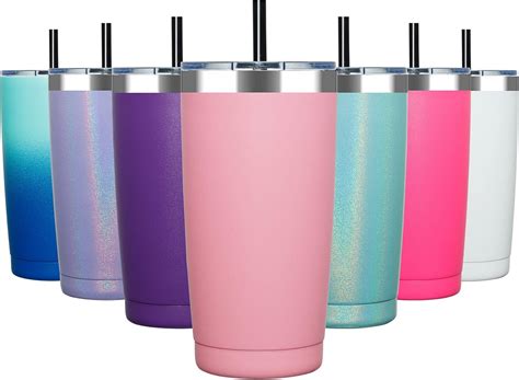 Buy ALOUFEA 20oz Stainless Steel Tumbler with Lid and Straw, Vacuum ...