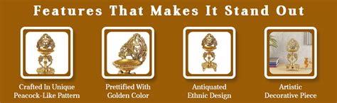 Buy Two Moustaches Ethnic Twin Peacock Design Brass Oil Diya with Base ...