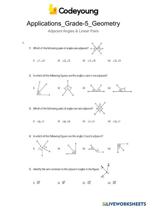 Image result for Adjacent Angles Worksheet