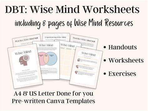 DBT Wise Mind Worksheets, DBT Skills, Therapy Worksheets, Wise Mind ...