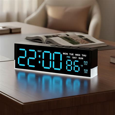 Modern LED Digital Alarm Clock with Dual Alarms & Soft Bottom Light ...