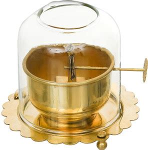 Sepreta Brass Akhand Jyot Diya with Glass Cover, Adjustable Knob, 75ml ...