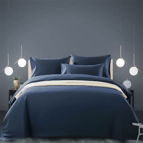 Buy Premium Navy Blue Sateen 500 Thread Count Bed Sheets Online at Bedlam