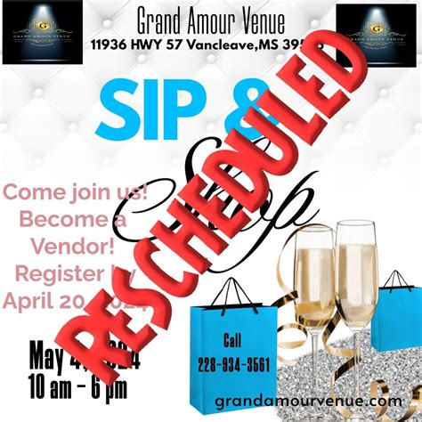 Sip & Shop has been RESCHEDULED , Vancleave Ms., Gulf Hills, 4 May 2024 ...