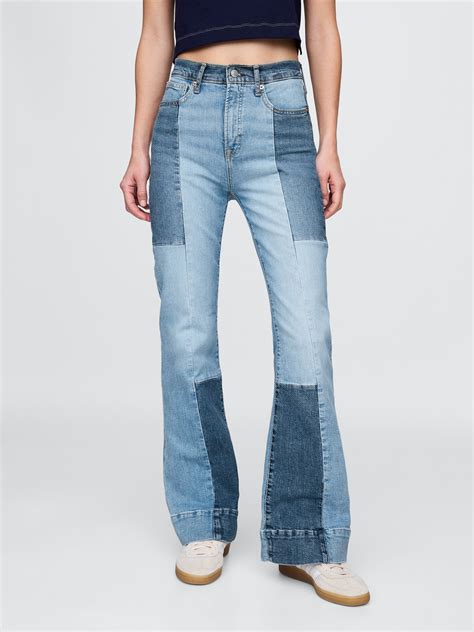 High Rise Patchwork '70s Flare Jeans | Gap