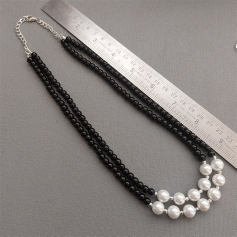Classic Contrast : Black Beads and Pearl Necklace Set – AashirsLifestyle
