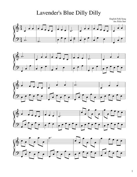 Lavender's Blue Dilly Dilly (Piano Solo) (arr. Felix Sun) by English ...