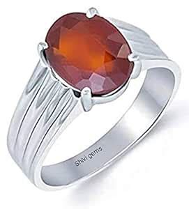 Buy Gomed Hessonite Gemstone Panch Dhatu Silver Coated Adjustable Ring ...
