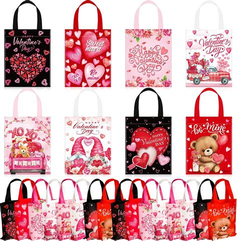 Amazon.com: Photect 32 Pcs Valentine's Day Gift Bags with Handles Non ...