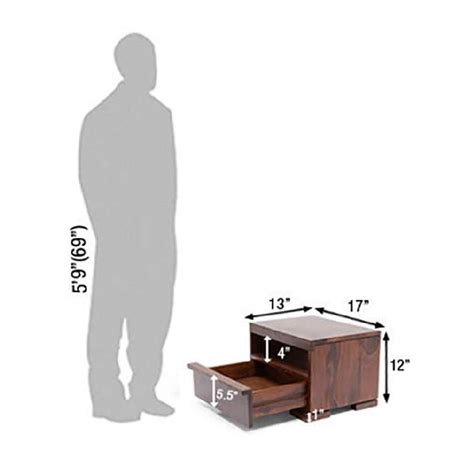 Solid Sheesham Wood Bedside Table for Bedroom in Teak Finish – Buy ...