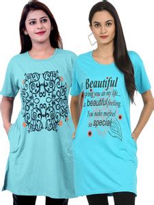 DG Star Printed Women Round Neck Light Blue T-Shirt - Buy DG Star ...