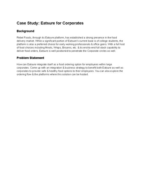 Case Study Foodcourt as a Service (Faa S) - Case Study: Eatsure for ...