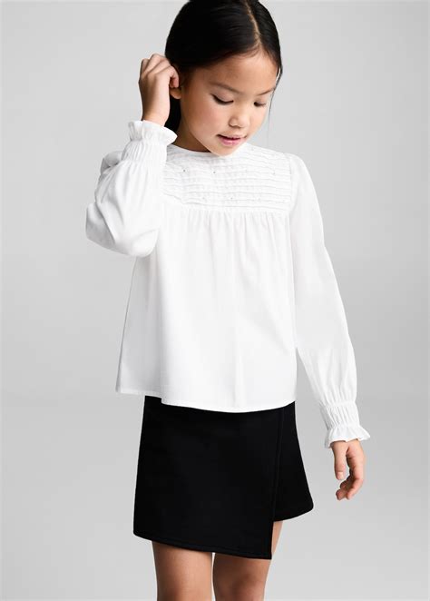 Rhinestone pleated blouse - Kids | MANGO USA