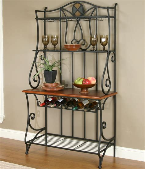 Tall Wrought Iron Bakers Rack at Deborah Vann blog