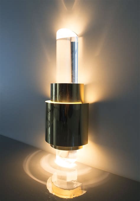 Lucite Set of 6 Massiv Gold Wall Lights Post-Modern, France - France ...