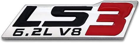 Buy Chrome Metal LS3 6.2L V8 Logo Car Emblem Premium 3D Badge GM Engine ...