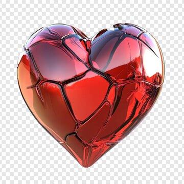 Broken red glass heart abstract art design | Premium AI-generated PSD
