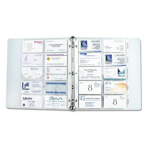 C-Line 61117 Tabbed Business Card Binder Pages, 20 Cards Per Letter ...