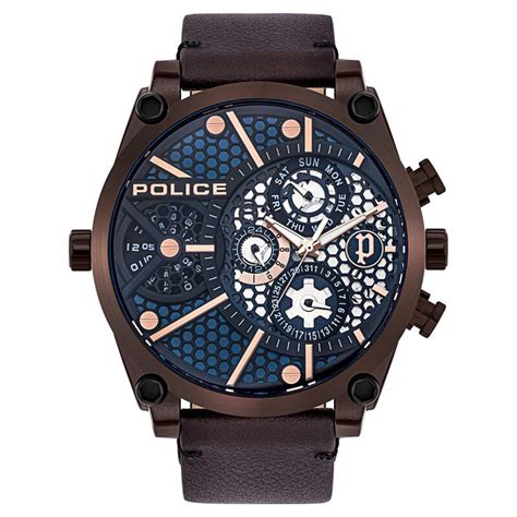 Buy Online Police Quartz Multifunction Brown Dial Leather Strap Watch ...