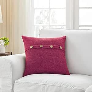 Buy Khooti Decorative Jute Square Cushion Cover with Buttons Throw ...