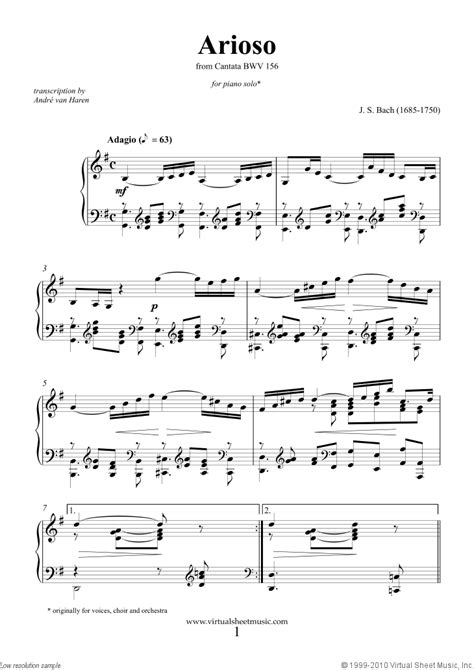 Arioso sheet music for piano solo (PDF-interactive)