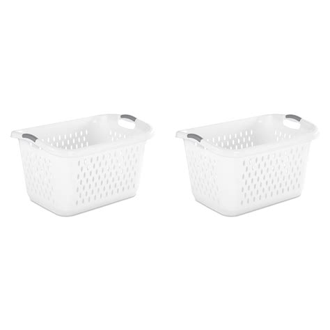 Sterilite 2.7 Bushel Jumbo Plastic Laundry Baskets, White, 2 Pack ...