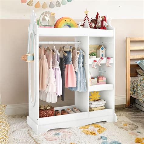 Curipeer Kids Closet Organizer with Mirror, Dress up Storage for Kids ...