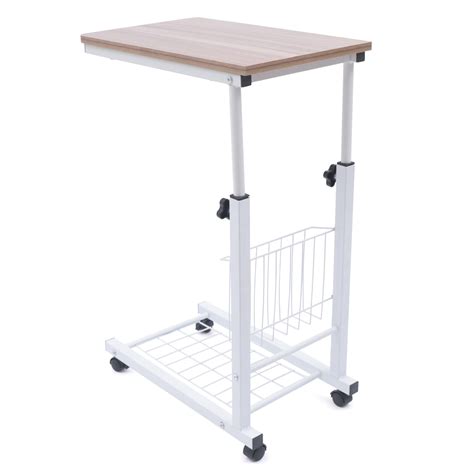 Bed Side Table Wheels Hospital Overbed Rolling Tray Sofa Side Desk ...