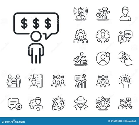 Employee Benefits Line Icon. Business Salary Sign. Specialist, Doctor ...