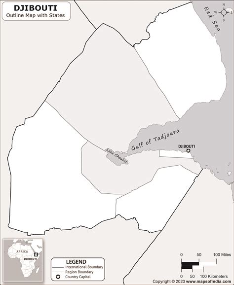 Djibouti Outline Map | Djibouti Outline Map with State Boundaries