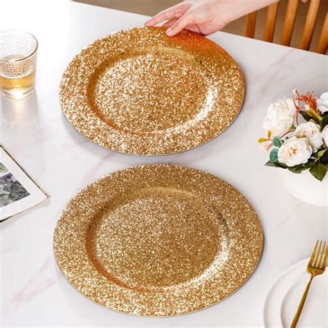 Gold Shimmer Charger Plate Set Of 6 13 Inch Online - Premium Charger ...
