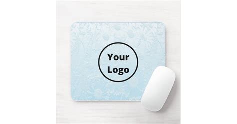 Custom logo engraved blue floral mouse pad | Zazzle