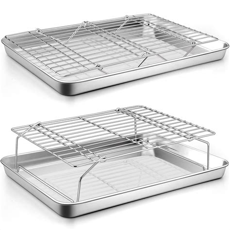 Buy P&P CHEF 2 Baking Sheets and 2 Cooling Racks Set, Stainless Steel ...
