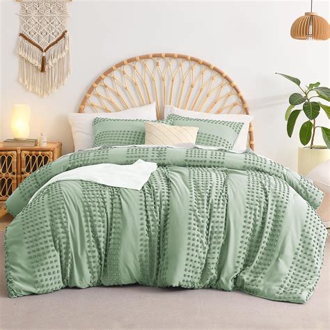 Litanika California King Size Comforter Set Sage Green, Cal King Boho ...