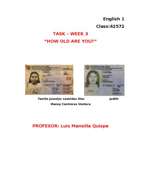 TASK – WEEK 3 - espero pueda ayudar en su trabajo - Ingles I - English ...