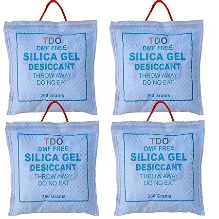 TDO Silica Gel 250 Gm Pouch 4 Pcs Pack Moisture Absorbents Dehumidifier ...