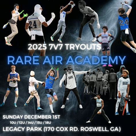 Rare Air Academy 2025 7v7 - MAKEUP TRYOUT, Legacy Park, Roswell, 15 ...