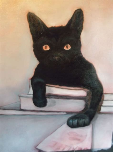 Black Cat Art – Oil Painting of the Black Cat - Dream Driven Art