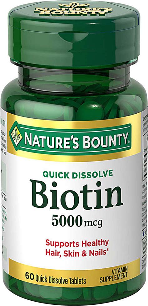 Nature's Bounty Biotin Natural Strawberry -- 5000 mcg - 60 Quick ...